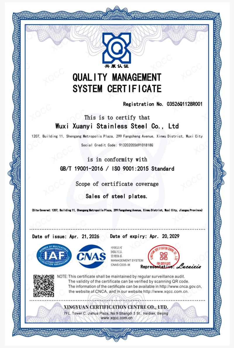QUALITY MANAGEMENTSYSTEM CERTIFICATE QUALITY MANAGEMENTSYSTEM CERTIFICATE