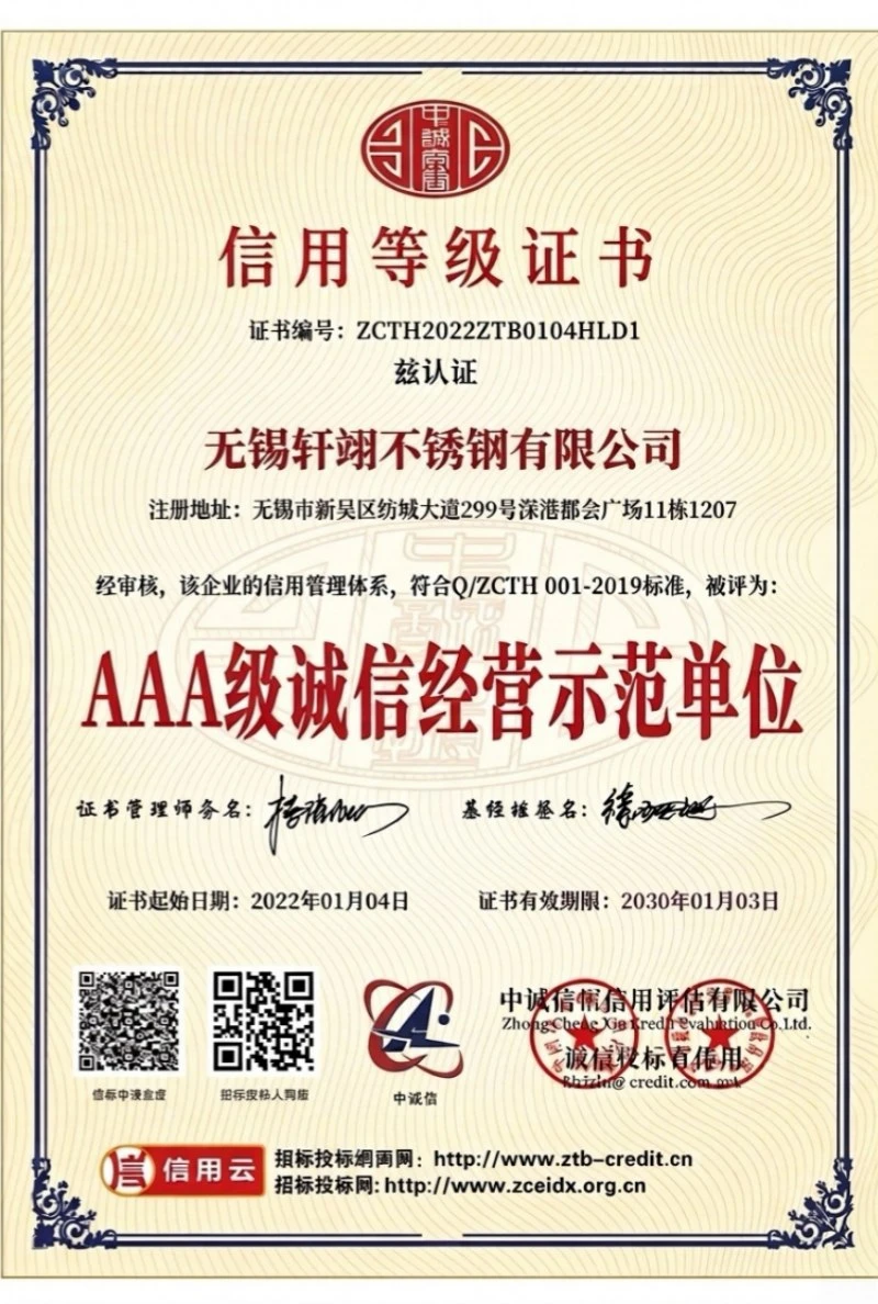 Certificate of AAA-level Integrity Model Enterprise Certificate of AAA-level Integrity Model Enterprise